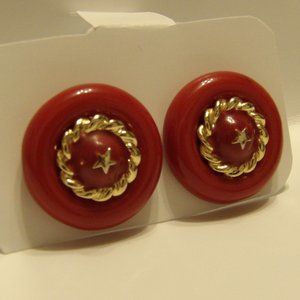 Vintage Red Enamel Post Earrings